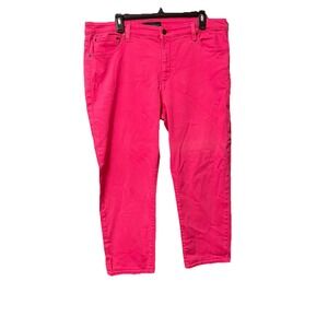 LRL Lauren Jeans Co Classic Straight Cropped‎ Barbie Pink Womens Size 16